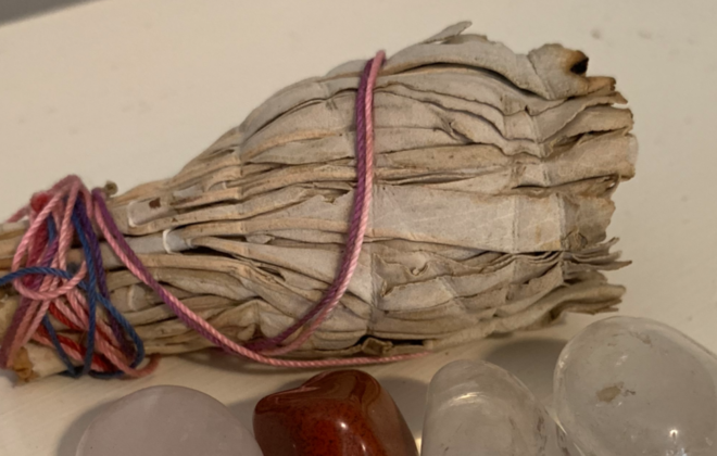 Clear negative energies with a white sage smudge stick